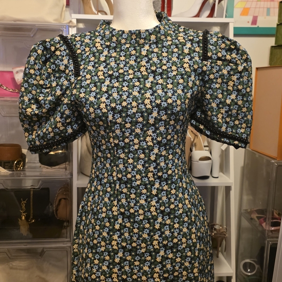 High-Neck Floral Puff-Sleeve Midi Dress in Green and Blue/I Bought It In ASOS - Picture 6 of 6